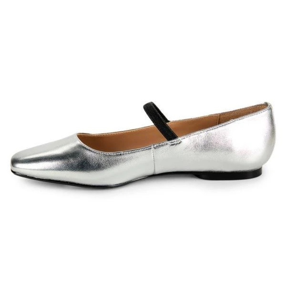 Saks Fifth Avenue Mary Jane in Silver with Black Strap - Picture 4 of 12